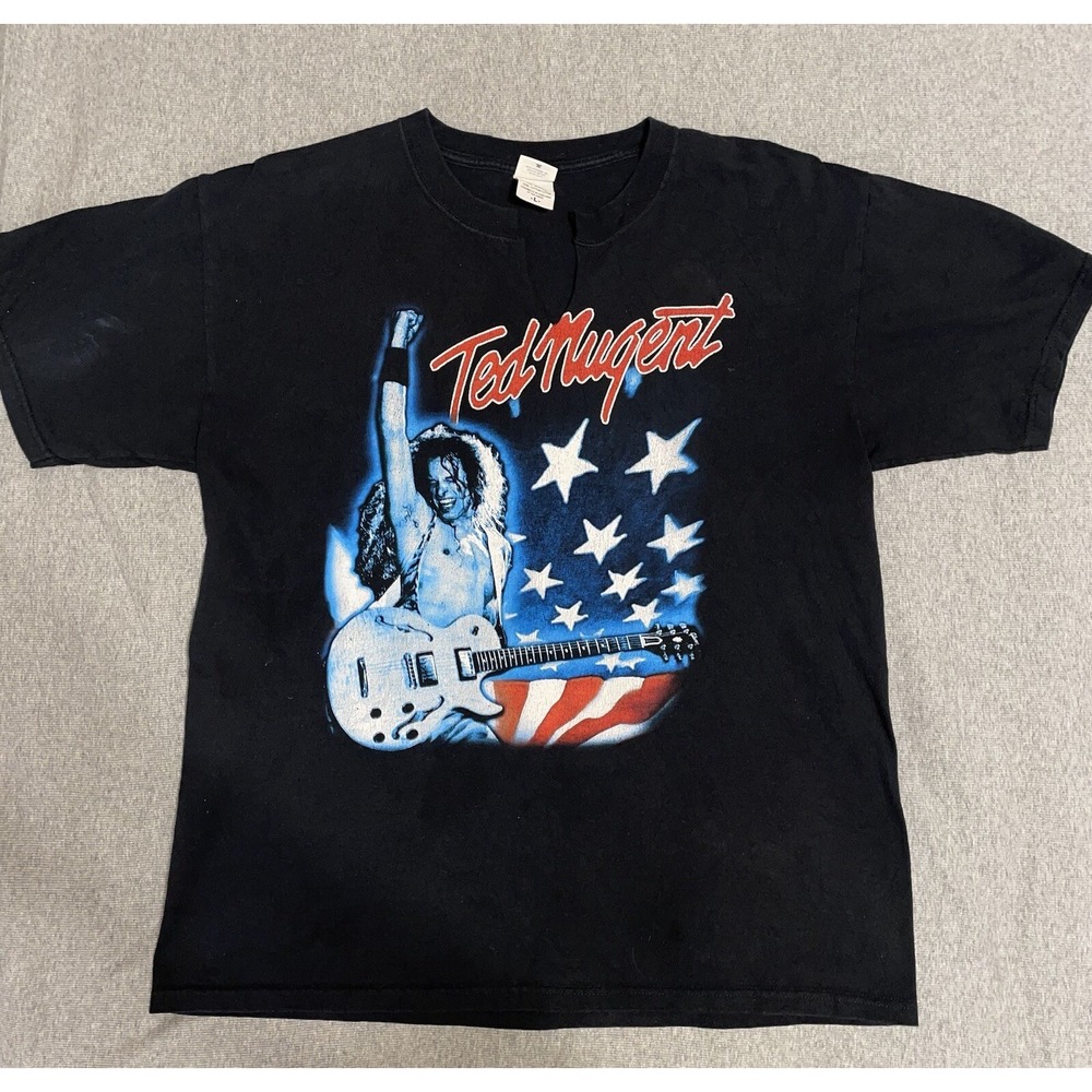 Ted Nugent 2003 Tour Vintage T-Shirt Black Size L 🍀